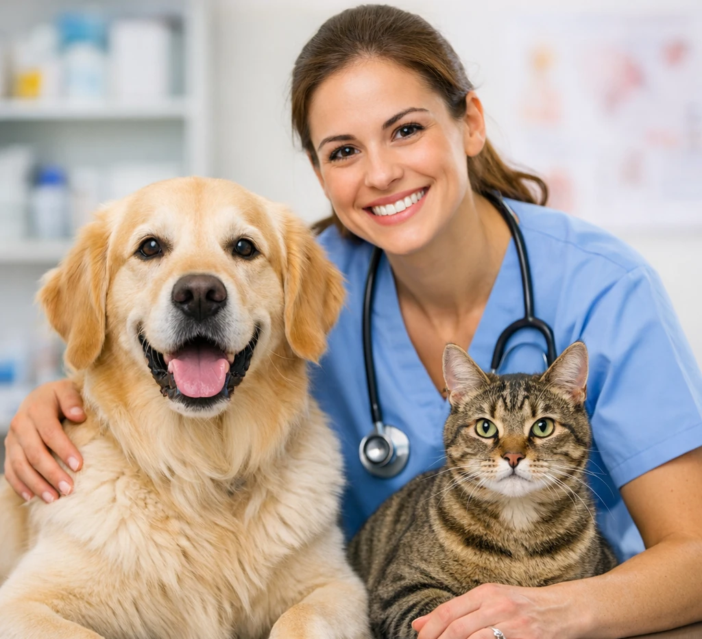 veterinaria con animales